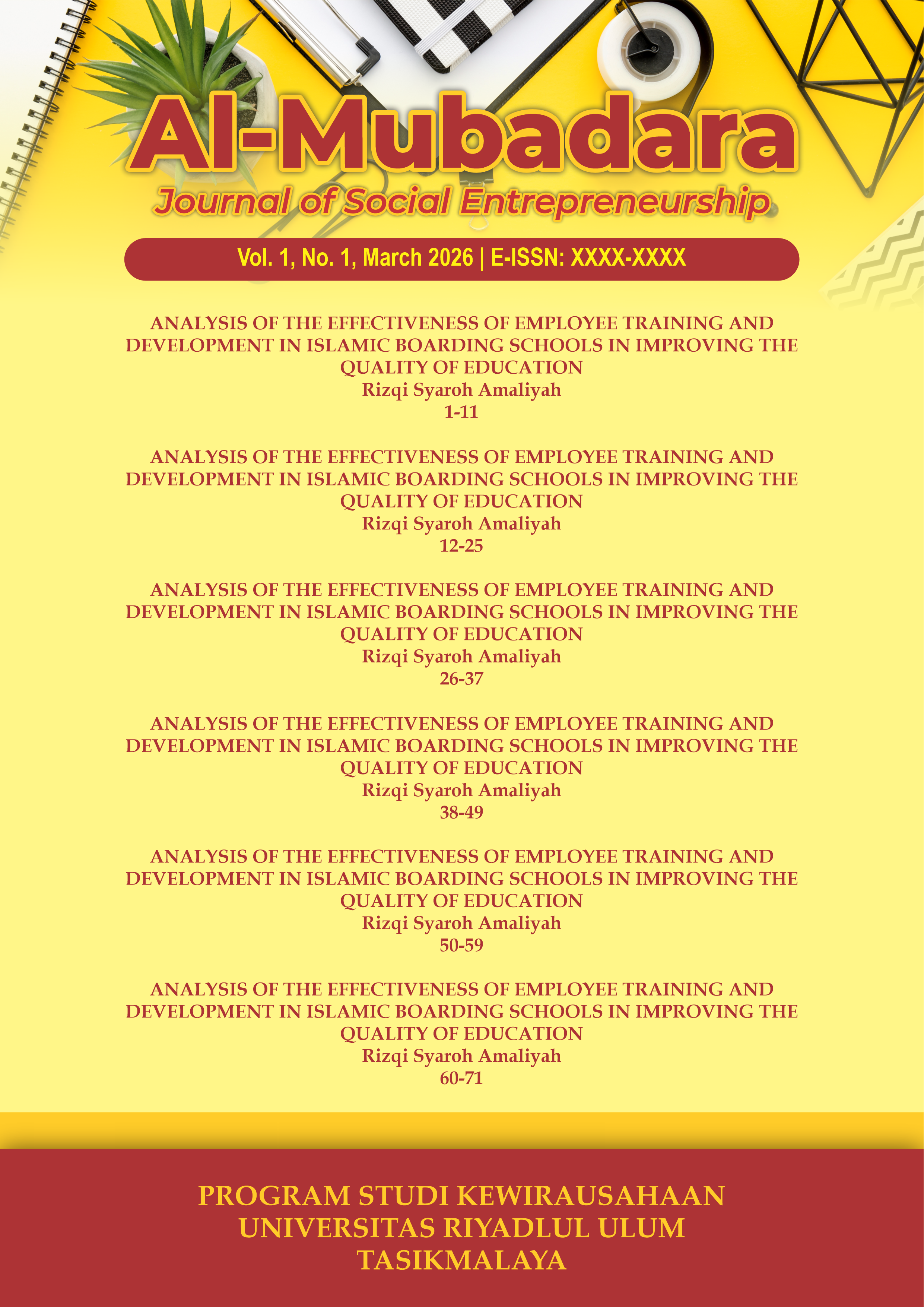 Cover Al-Mubadara: Journal of Social Enterpreneurship