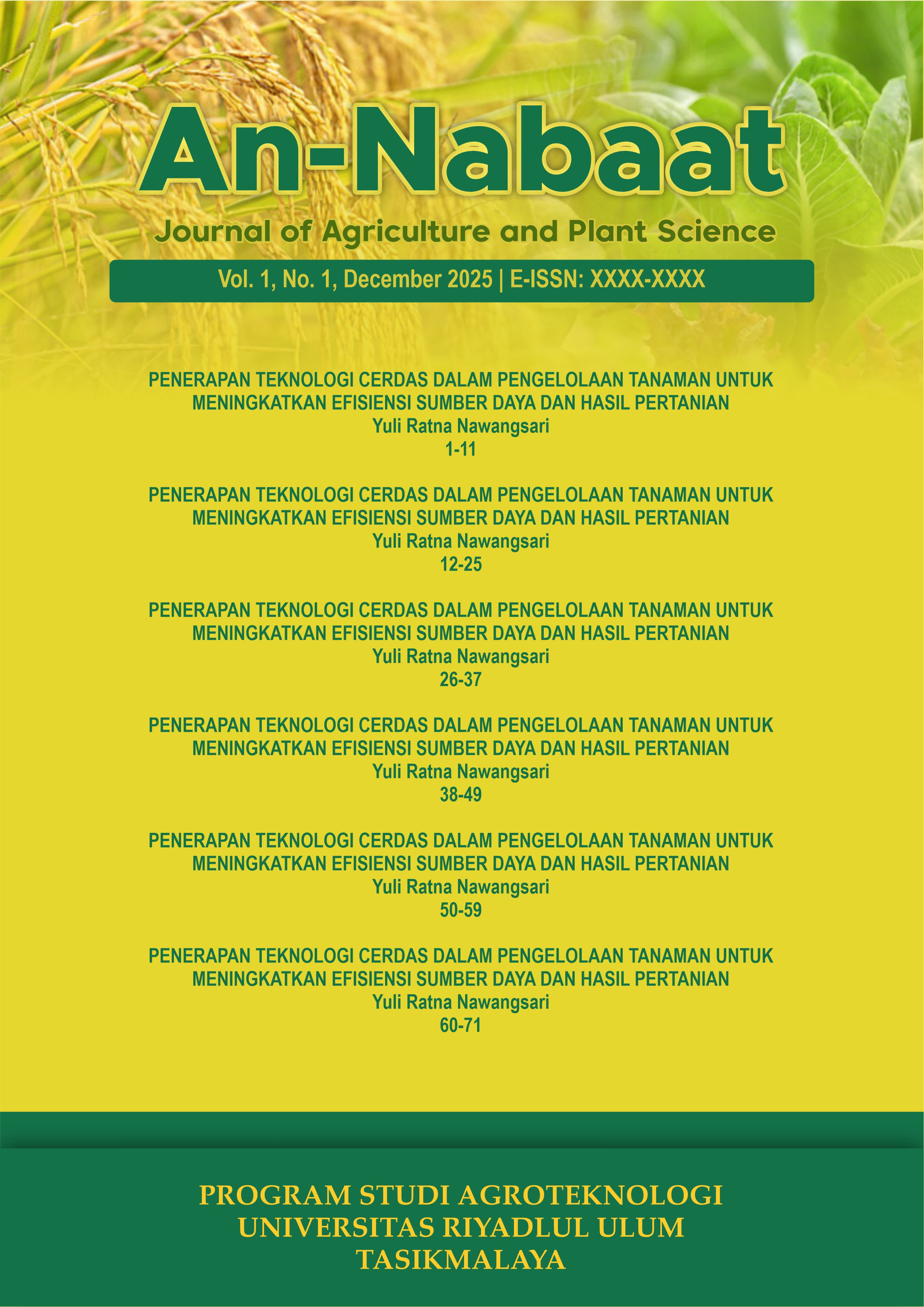 Cover An-Nabaat: Journal of Plant Science and Agrotechnology